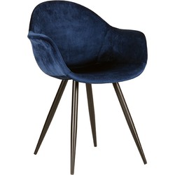 LABEL51 Eetkamerstoel Forli - Blauw - Fluweel - Black Frame