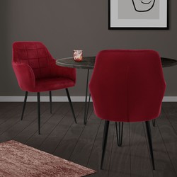 Set van 2 eetkamerstoelen, Bordeaux, met rugleuning en armleuningen