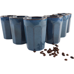 OTIX Koffiekopjes - zonder Oor - Cappuccino en Latte macchiato - Mokken - 6 Stuks - 400 ml  - Koffietassen - Aardewerk - BLUETT