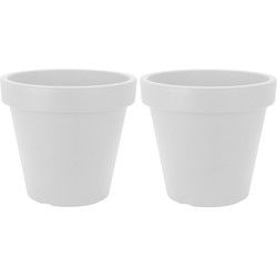 Prosperplast Bloempot - 2x - D30 x H26 cm - wit - kunststof - Plantenpotten