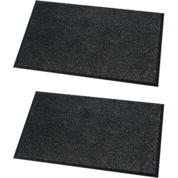 2x stuks deurmatten/droogloopmatten Moorea antraciet grijs 40 x 60 cm - Deurmatten