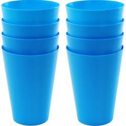 8x drinkbekers van kunststof 430 ml in het blauw - Drinkbekers