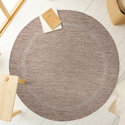 Relax Uni Binnen en Buiten - Rond Vloerkleed - Indoor & Outdoor - Laagpolig Effen - Bruin- 120 CM ROND