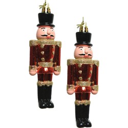 2x Kerstboomversiering notenkraker pop/soldaat ornamenten 9 cm - Kersthangers