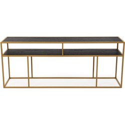 Stalux Side-table 'Teun' 200cm, kleur goud / zwart eiken