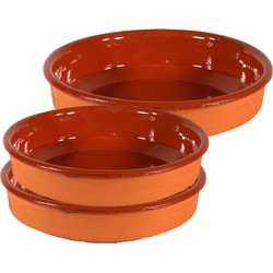 3x Terracotta hapjes/tapas borden/schalen 21 cm/26 cm - Snack en tapasschalen