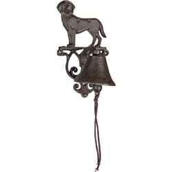 Clayre & Eef Ouderwetse Deurbel Hond 14x14x25 cm Bruin Ijzer Tuinbel