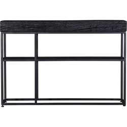 Sidetable Zwart Hout - 120x30x80cm - IJzer - Pure Black - Giga Meubel