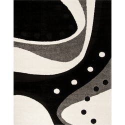 Safavieh Shaggy Geweven Vloerkleed voor Binnen, Florida Shag Collectie, SG473, in Zwart & Ivoor, 183 X 274 cm