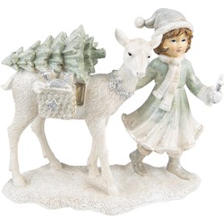 Clayre & Eef Beeld  Kind 18 cm Wit Kunststof Kerstdecoratie Beeld decoratie Decoratieve Accessoires