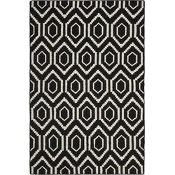 Safavieh Contemporary Indoor Flatweave Area Rug, Dhurrie Collection, DHU556, in Black & Ivory, 183 X 274 cm