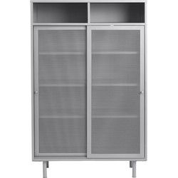 Wandkast Metaal Greige - Schuifdeuren - 90x40x140cm - Veep