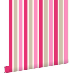 ESTAhome behang strepen roze en beige - 53 cm x 10,05 m - 116513