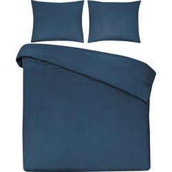 DoubleDry Dekbedovertrek 100% Natuurlijk Katoen - Lits Jumeaux 240x200/220 cm + 2 Kussenslopen - Ademend & Zacht - Yale Blauw