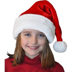 15x stuks pluche luxe kerstmuts rood/wit voor kinderen - Kerstmutsen