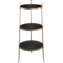 PTMD Tylo Ronde Bijzettafel Meerlaags - 37x39x85 cm - Metaal - Zwart