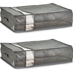 Zeller dekbed/kussen opberghoezen - 2x - grijs met venster - 50 x 70 x 20cm - Opberghoezen