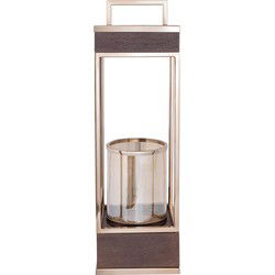 PTMD Lantaarn Stanne - 25x25x74 cm - Hout - Goud
