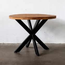 Ronde Eettafel - Hout - Metaal - 100x100x78 - Thijs - Giga Meubel