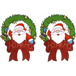 2x stuks kerst decoratie stickers kerstman plaatjes 30 cm - Feeststickers