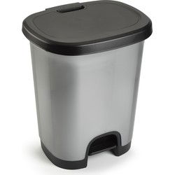Plasticforte Pedaalemmer - zilver/zwart - 18L - 33 x 28 x 40 cm - Pedaalemmers