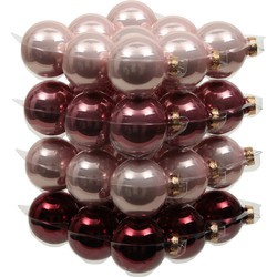 Othmara Decorations Kerstballen set - 36x stuks - glas - roze tinten - 6 cm - mat/glans - kerstversiering - Kerstbal