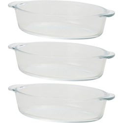 3x Mini ovenschaal ovaal 400 ml 20 x 11 x 5 cm - Ovenschalen