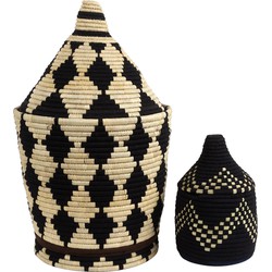 Berber basket S-M straw/black - (M) medium