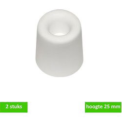 Deurbuffer rubber 25mm wit 2st