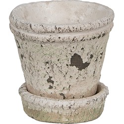 Clayre & Eef Bloempot  Ø 9x9 cm Beige Steen Plantenpot