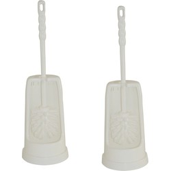 2x witte toiletborstel / wc-borstel met houder 16 x 16 x 39 cm - Toiletborstels