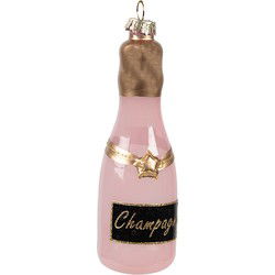 Clayre & Eef Kersthanger Fles Ø 4x12 cm Roze Glas