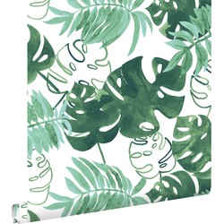 ESTAhome behang geschilderde tropische jungle bladeren smaragdgroen - 53 cm x 10,05 m - 138886