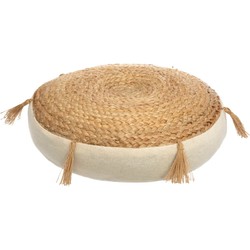 Atmosphera Vloerkussen Rituals - beige - jute/katoen - 38 x 8 cm - Extra dik rond grond zitkussen - Vloerkussens