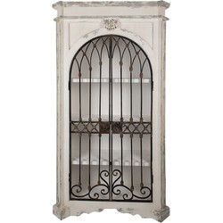 Clayre & Eef Kast  102x42x190 cm Beige Zwart Hout Metaal Opbergkast