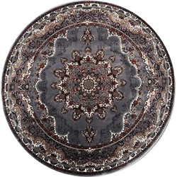 Isfahan Oosters Vloerkleed Nain - Laagpolig - Klassiek Vintage Tapijt - Rond - Grijs / Multi- 200 CM ROND