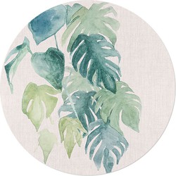Muurcirkel Watercolor Linen Botanical Foliage
