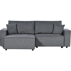 KARILA - Hoekbank met slaapfunctie - Donkergrijs - Rechts - Polyester
