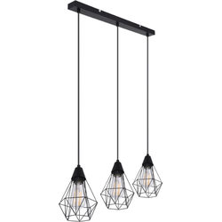 Industriële hanglamp Isabella - L:58cm - E27 - Metaal - Zwart