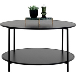 Vita Coffee Table - Round coffee table with black frame and black tops Ã¸80x45 cm