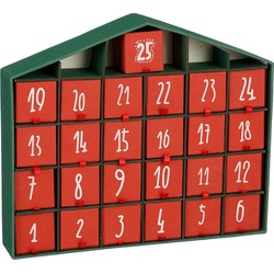 House of Seasons Adventskalender - L5 x B33 x H28 cm - Gerecycled Papier - Rood, Groen