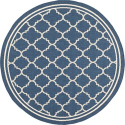 Safavieh Trellis Indoor/Outdoor Woven Area Rug, Courtyard Collection, CY6918, in Navy & Beige, 160 X 160 cm