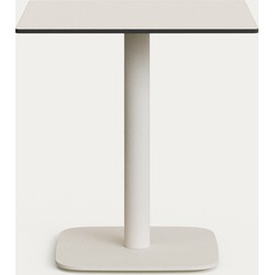 Kave Home - Witte Dina-buitentafel met wit gelakte metalen poot 68 x 68 x 70 cm