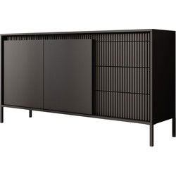 Meubella - Dressoir Saran - Mat zwart - 153 cm