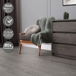 5x Deluxe PVC klevende vinyl vloerbedekking voor 2,3 m² eik grijs 2 mm dik ML-Design