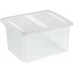 Sunware opslagbox kunststof 32 liter transparant 45 x 36 x 24 cm met deksel - Opbergbox