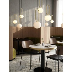 Hanglamp Deens Design wit opaal/messing 15W  hoogte 60,5cm