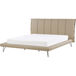 BETIN  - Tweepersoonsbed - Zandbeige - 180 x 200 cm - Kunstleer