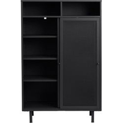 Wandkast Metaal Zwart - Schuifdeuren - 90x40x140cm - Veep