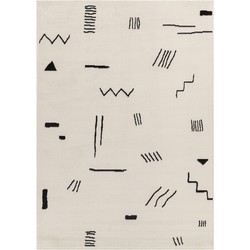 Modern Scandinavisch Tapijt BIEBE - Wit/Zwart - 200x275 cm